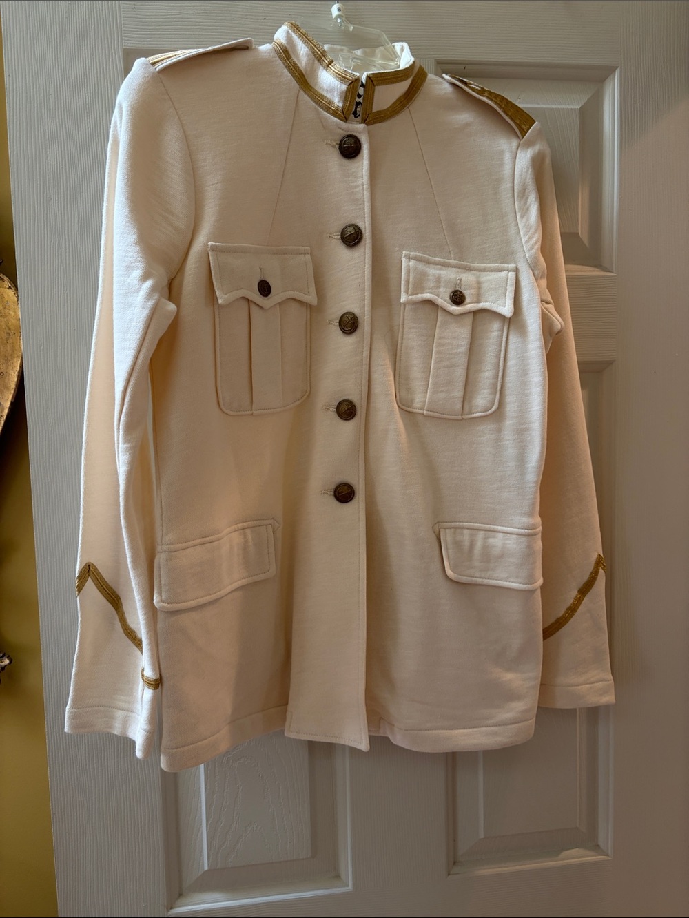 Denim & Supply Ralph Lauren Cream Military-Style Jacket with Gold Trim